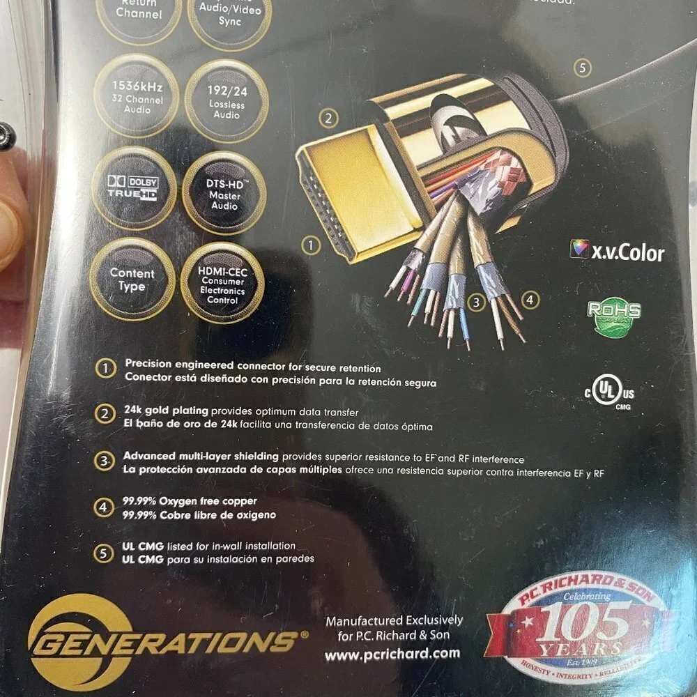 HDMI High Speed Cable with Ethernet 27 Gbps 8 FT 8200 Series NEW